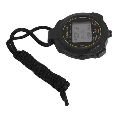 Digital Sports Stopwatch, 10Lap /Split Memory Stopwatch Count Down Timer, Large Display Waterproof 12/24 Hour Clock