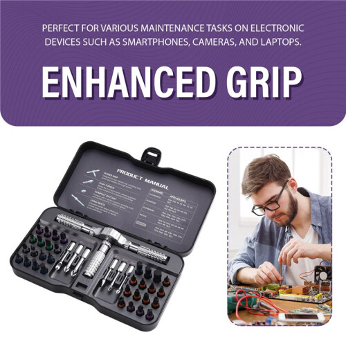 Magnetic Ratchet Screwdriver Set 40PCS, Precision Bits, Non-Slip Handle, Repair Tool Kit for Electronics Car 2