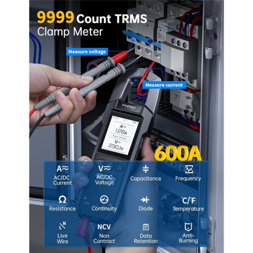 DMC-100 Digital Clamp Meter 9999 Count TRMS Multimeter, 600A Curve Recording Rechargeable Amplifier Meter, 2