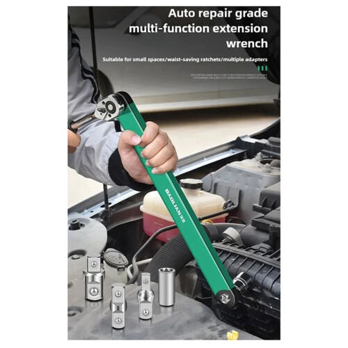 BaoLian Dual  Offset Extension Wrench Multi Functional Tool with Drive Adapters Universal for Tight Spaces 1