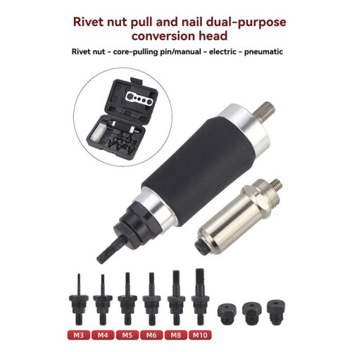 Utensile per Rivetti, Adattatore per Trapano Elettrico, Rivetto e Rivetto A Due Funzioni, Rivetto, 6 Mandrini per Rivetti e 3 Teste per Rivetti 1