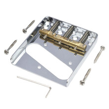 Sistema de Ponte para Guitarra Telecaster TL com Saddle de Latão com 3 Parafusos e Controle de Entonação Aprimorado para Guitarras Tele Prata