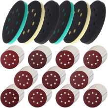 116pcs 5 Inch 8 Holes Hook and Loop Orbital Sander Foam Pads and Sanding Discs,110pcs Red Sanding Discs, 40 to 600 Grit