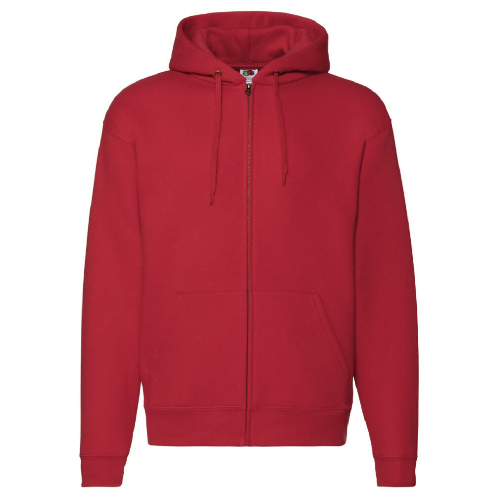 (L, Red) Fruit Of The Loom Mens Zip Through Hooded Sweatshirt / Hoodie