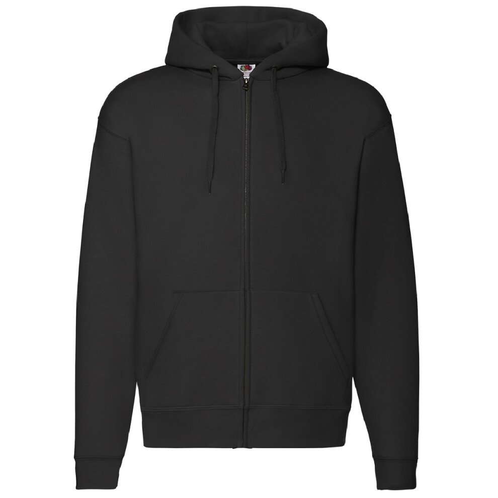 (L, Black) Fruit Of The Loom Mens Zip Through Hooded Sweatshirt / Hoodie