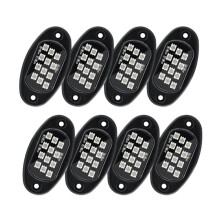 RGB Rock Lights, Kit de LumièRes Sous-éClairage Multicolores avec ContrôLe par Application, Mode Musique Clignotante, éClairage de Puits de Roue