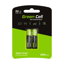 Wiederaufladbare AA-Batterien von Green Cell, 2600 mAh, 1,2 V, 2er-Pack