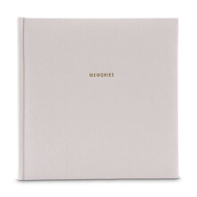 Fotoalbum - Herinneringen - 25 x 25 cm - 50 zwarte pagina's - Stoffen omslag - Grijs