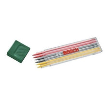 6 multi-colored replacement leads 2.8 mm BOSCH - Red, yellow, and graphite HB - Readable on dark surfaces