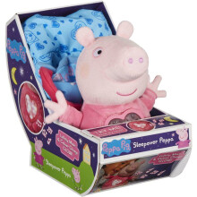 Peluches para dormir con luz y canción de cuna - BANDAI - Peppa Pig - Juguete suave y abrazable con saco de dormir