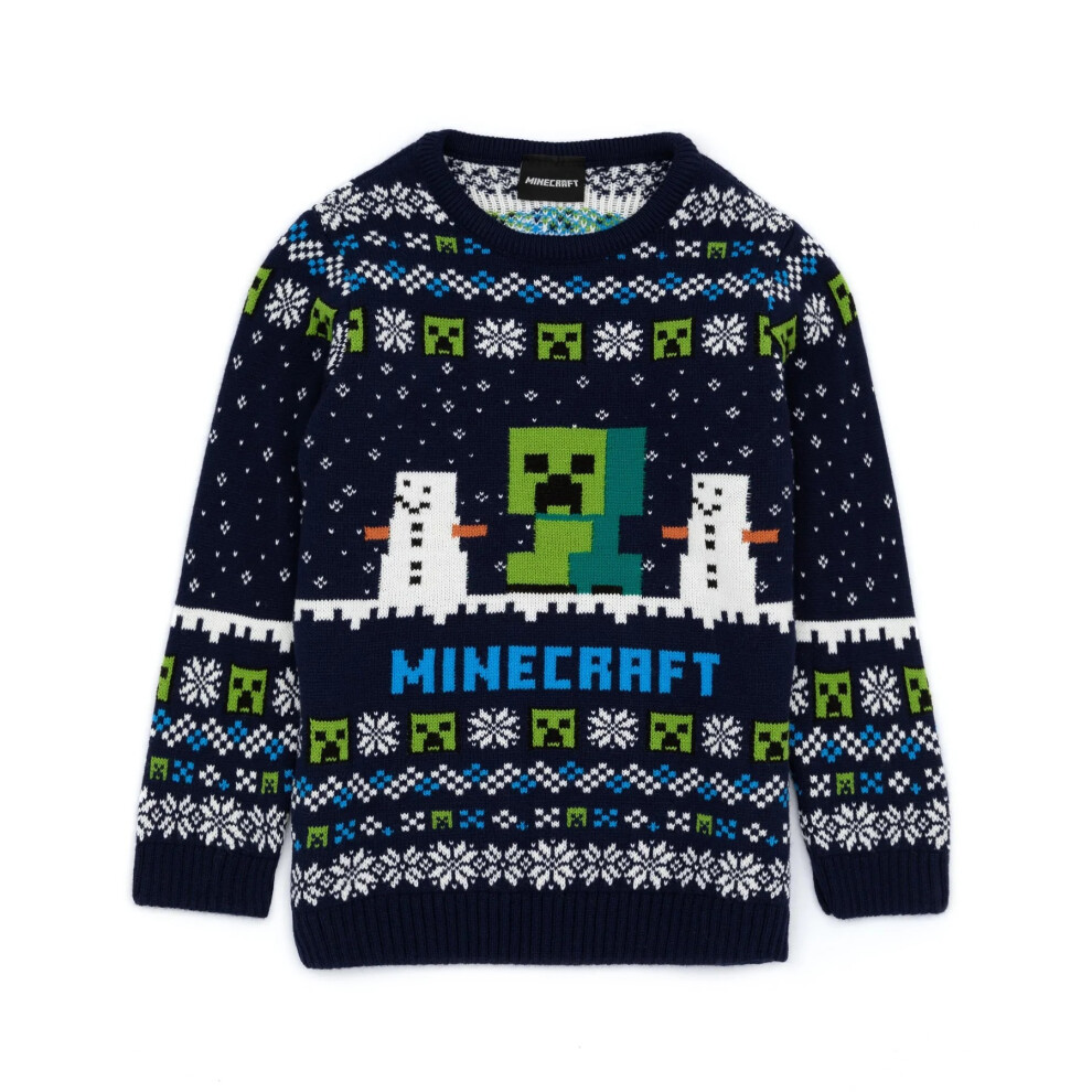 New Minecraft Boys Childrens/Kids Creeper Wool Christmas Jumper Multicoloured