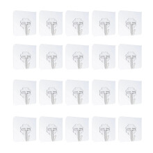 20Pcs Waterproof Self-Adhesive Hook Heavy-Duty Wall Hook Suitable for Home Kitchen Bathroom Punch-Free Strong Hook