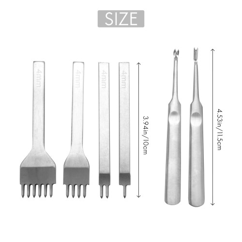 Leather Stitching Chisel Set, Lacing Stitching Punch, Stitching Groover Beveler and Sewing Needles, Leather Crafts Tool 2