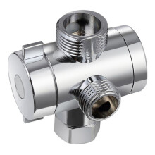 ABS ConexióN de Manguera Desviadora Cromada de 3 VíAs Conector del Adaptador en Forma de T para Manguera de VáLvula de áNgulo BañO Brazo de Ducha