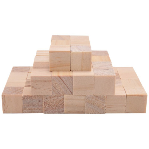 50Pcs Wood Square Square Blank Wood Blocks for Puzzle Making, Crafts, and DIY Projects
