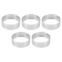 5 Stks 6 Cm Ronde Taart Ring Dessert Rvs Perforatie Fruittaart Quiche Cake Mousse Mold Keuken Bakvorm