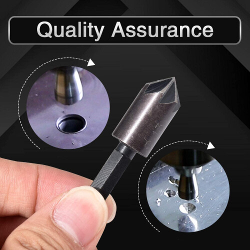 2Pcs 7 Flute Countersink Drill Bit Set Hex Shank Chamfer Countersink Drill Bit Deburring Cutter Woodworking Tool 2