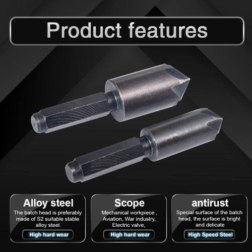 2Pcs 7 Flute Countersink Drill Bit Set Hex Shank Chamfer Countersink Drill Bit Deburring Cutter Woodworking Tool 1