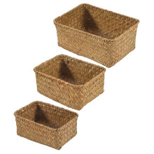 Seagrass Storage Basket, Multisize Handmade Rattan Shelf Baskets & Home Storage Bins Baskets for Decoration