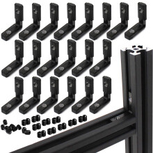 20Pcs 20S L Shape Black Inner Corner Connector Joint Bracket with Screws for 2020 Aluminum Profile with Slot 6mm