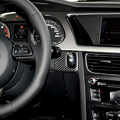Carbon Fiber Engine Start Stop  Button Ignition Key Panel Cover Trim Decor for  A4 B8 A5 8T S5 2008-2015 2