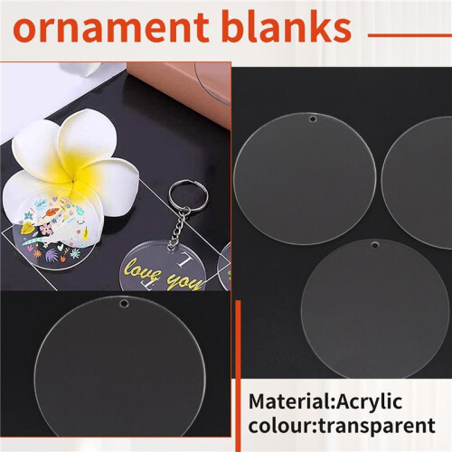 24 PeçAs 3 Polegadas AcríLico Chaveiro em Branco CíRculos Transparentes Ornamentos de Disco em Branco com Furos CíRculos para Chaveiro DIY 2