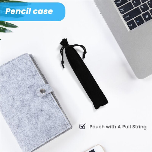 200 Stück Schwarzer Samt Stift Beutel Hülsen Halter Einzelner Stift Beutel Tasche Bleistift Beutel 2
