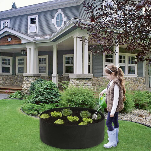 Canteiro de Jardim Elevado Canteiro de Plantio Elevado Saco de Cultivo para Ervas, Flores, Vegetais, Plantas, Diâmetro 24 Polegadas X 8 Polegadas 2