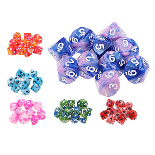 10Pcs/Set 10 Sided D10 Polyhedral Dices Numbers Dials Desktop Table Board Game PXPF,Style 2 2