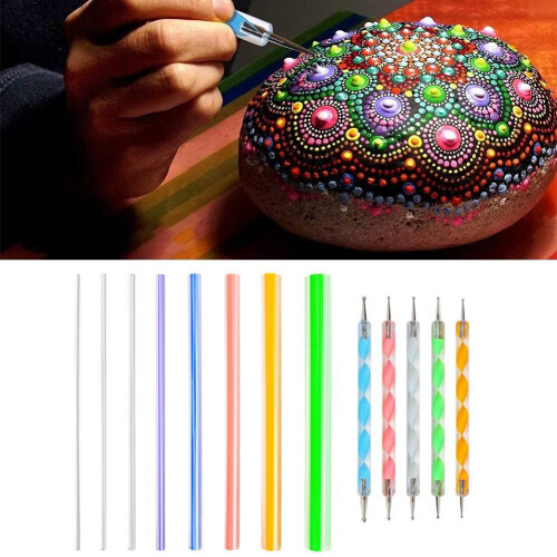 Mandala Dotting Tool Set för Att Måla Stenar, Måla Rocks Dot Kit, Akrylstick, Point Drill Tool, Stencil DIY Wall Art 2