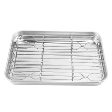 9 Inch Toaster Oven Tray and Rack Set, Small Stainless Steel Baking Pan with Cooling Rack,Dishwasher Safe Baking Sheet