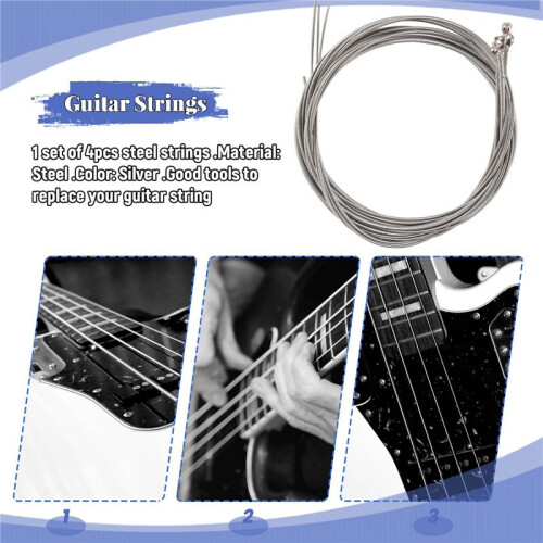 Set of 4 Steel Strings for 4 String Bass Guitar 1