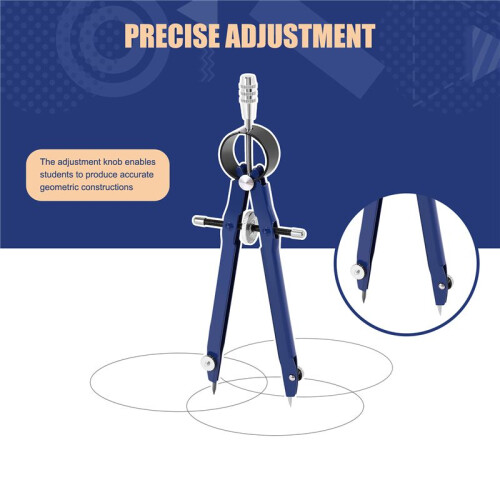 Professional Compass, Compass Geometry Set with Lock, Math and Precision Compass, Metal and Durable for Solid and Plane Precision Tool, Fit for 2