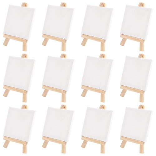Artistas 3 Polegadas X 3 Polegadas  Lona e  Cavalete de 5 Polegadas Conjunto de Pintura  Desenho - Conjunto ContéM: 12  Telas e 12