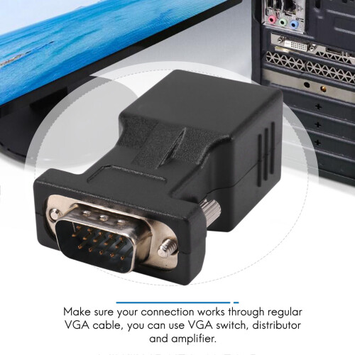 VGA Extender Male To LAN CAT5 CAT6 RJ45 Network Cable Adapter 2