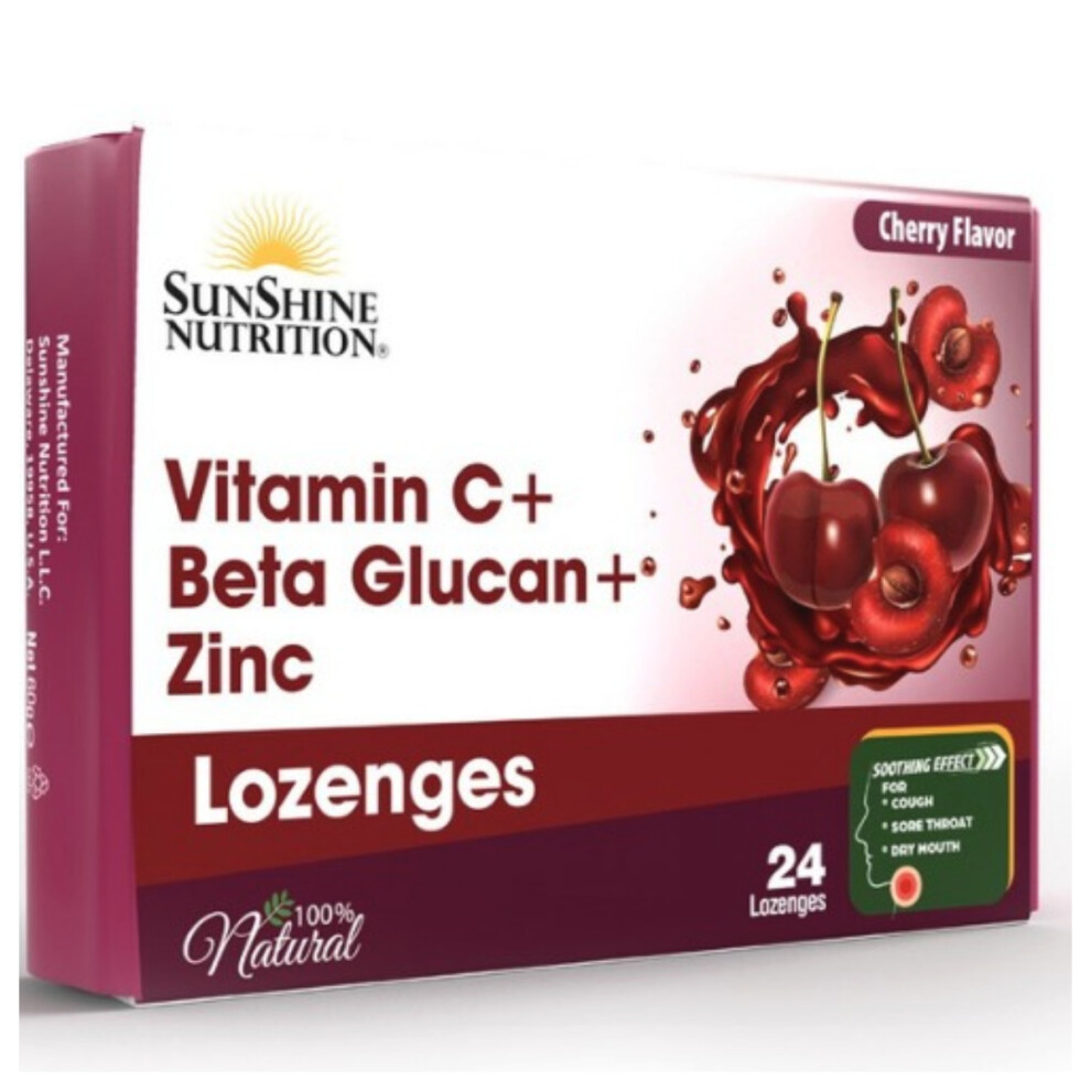 Vitamin C + Zinc + Beta Glucan Cherry Lozenges 24s - Immune Defence | Sunshine Nutrition