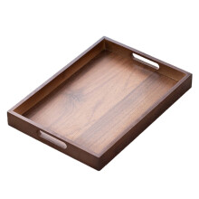 Rectangular Bamboo Wood Tea Tray Display Plate Walnut Color Cup Storage Handle Home Use Japanese Tea Set Tray 35x25x4cm