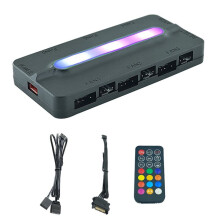 5V/3Pin ARGB 4Pin Fan PWM HUB 1To6 Music Rhythm Temperature Controller Aura Sync Ventola di Raffreddamento Telecomando Chassis Hub