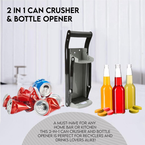 Can Crusher & Bottle Opener Wall Mounted with Handle 2