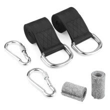 Kit de 2 Correas para Colgar Columpios de Árbol de 1,5 M con 2 Mosquetones, Cinturón de Extensión de Barra Única con Dos Láminas Protectoras