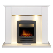 Adam Avila White Marble Fireplace with Colorado Electric Fire in Black