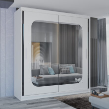 (White, 150cm) Marika Mirrored Sliding Wardrobe