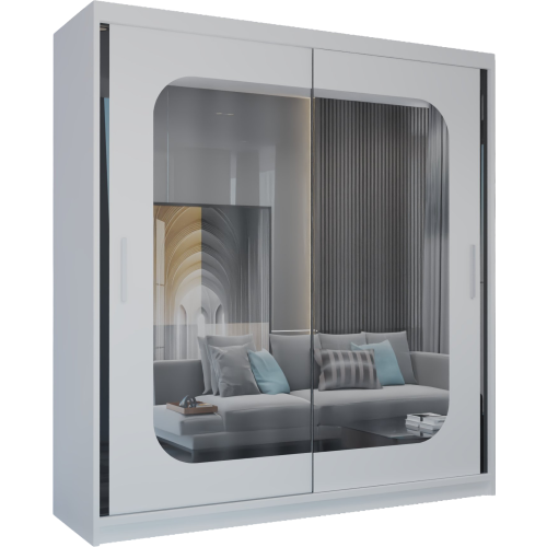 (White, 120cm) Marika Mirrored Sliding Wardrobe 1