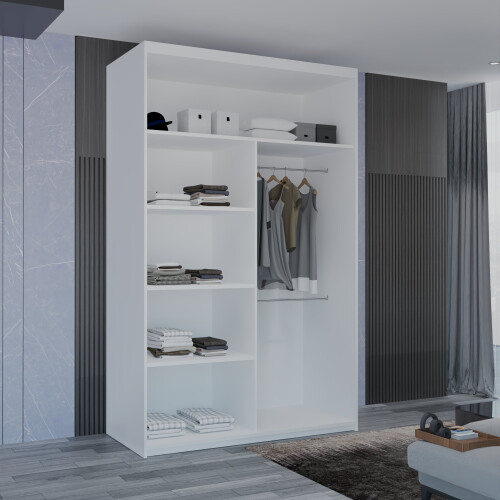 (White, 120cm) Marika Mirrored Sliding Wardrobe 2