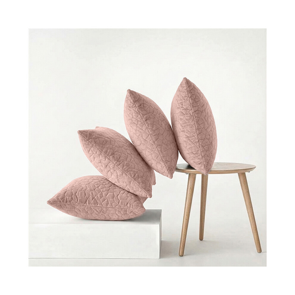 Imperial Rooms (Pack Of 2, Pink) Embossed Pebble Velvet Cushion Covers Luxury Textured Throw Pillow Covers With Zip Closure