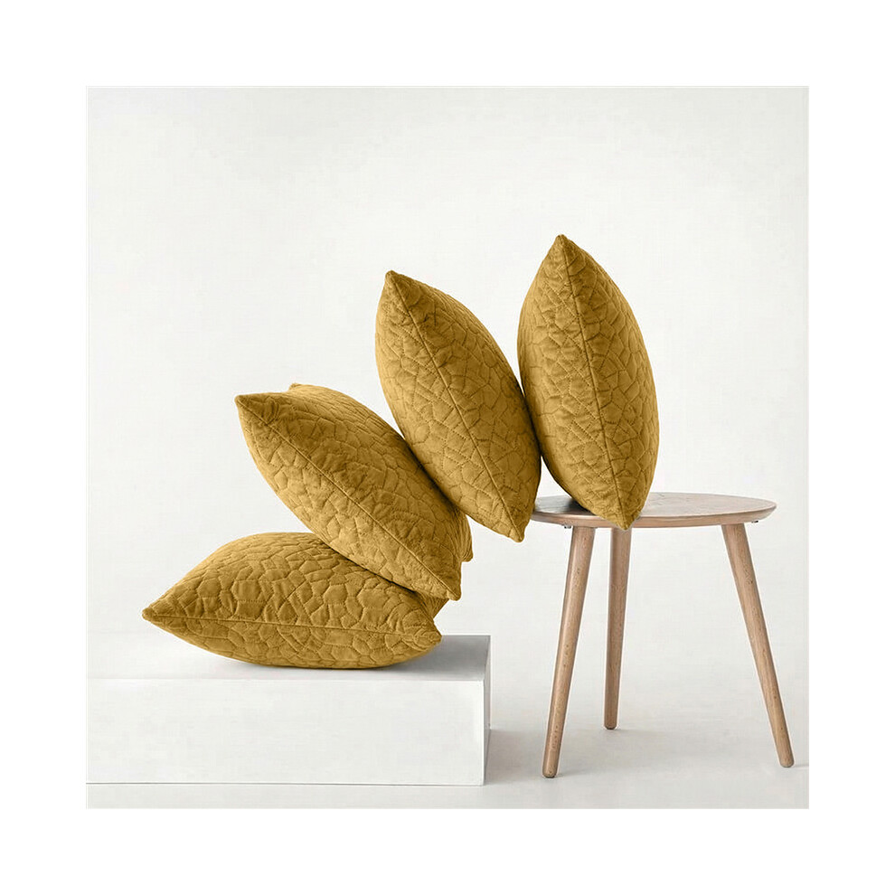 Imperial Rooms (Pack Of 2, Ochre) Embossed Pebble Velvet Cushion Covers Luxury Textured Throw Pillow Covers With Zip Closure
