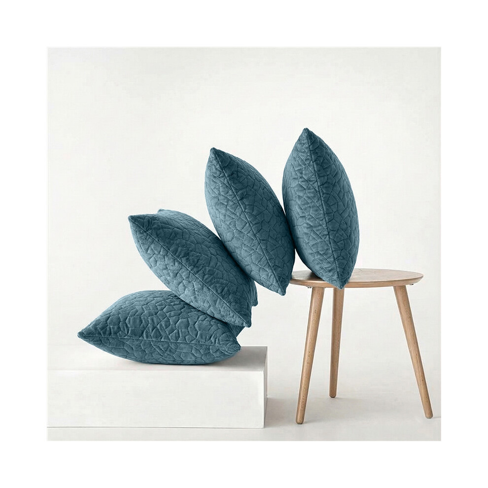 Imperial Rooms (Pack Of 2, Teal) Embossed Pebble Velvet Cushion Covers Luxury Textured Throw Pillow Covers With Zip Closure