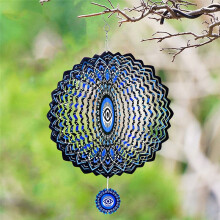 Mandala Eye Wind Spinner Metall 3D Roterande Windchimes Lyxig Konst Trädgårdshängande Utomhusdekoration