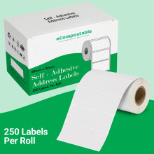 89x36mm, 250 White Sticky Labels Roll for Mailing [Non Thermal] Packaging & Organisation Labels