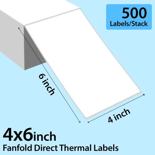 Direct Thermal Printer 4X6 Labels 100mm x 150mm White Fanfold Permanent Adhesive 1